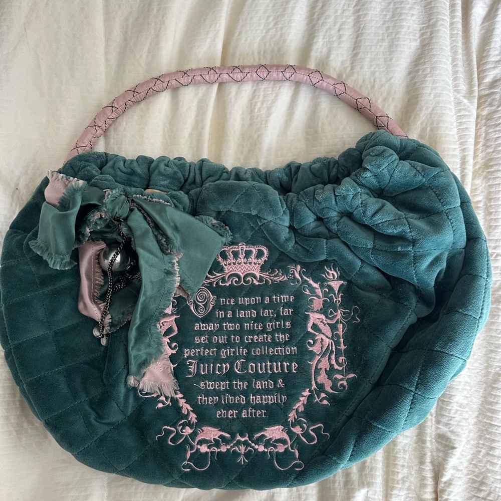 Vintage and very rare Juicy Couture Green and Pink Shoulder Bag